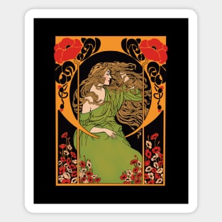 Art Deco Lady 2 (on black) Magnet